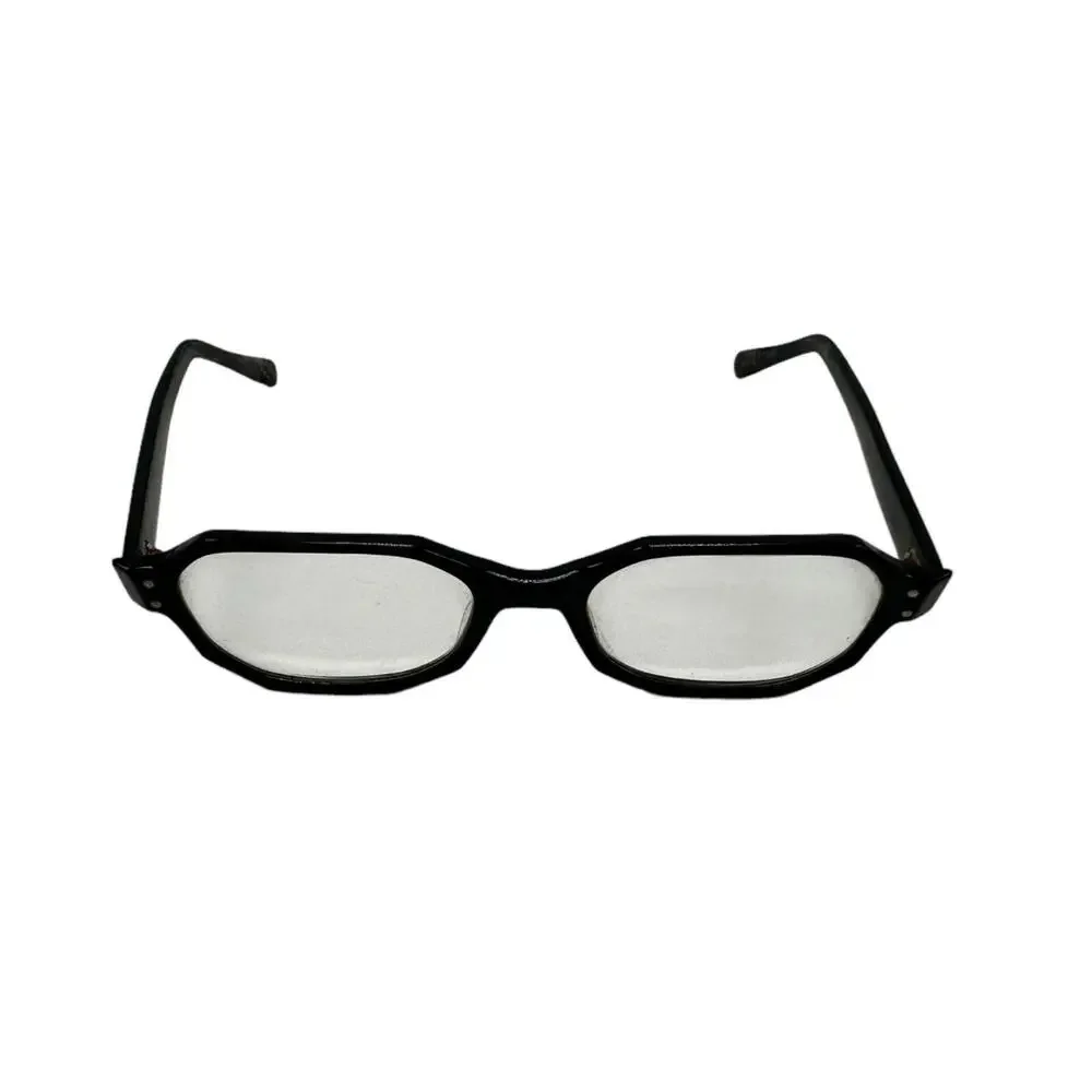 Vintage American Optical Clear Lenses Glasses Octagon Oval Black Acetate Rare